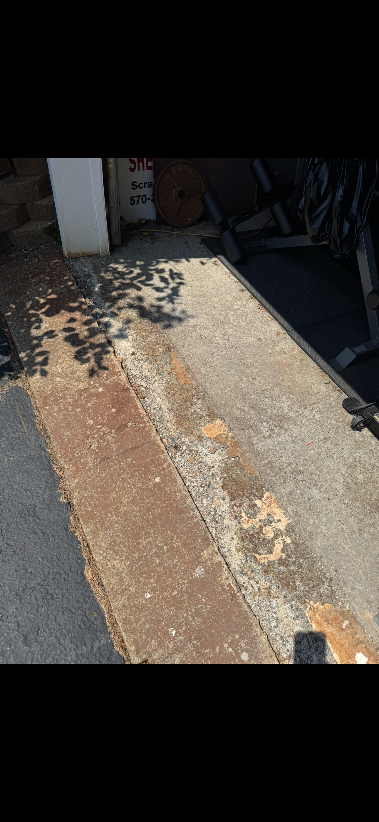 Before: cracked concrete step
